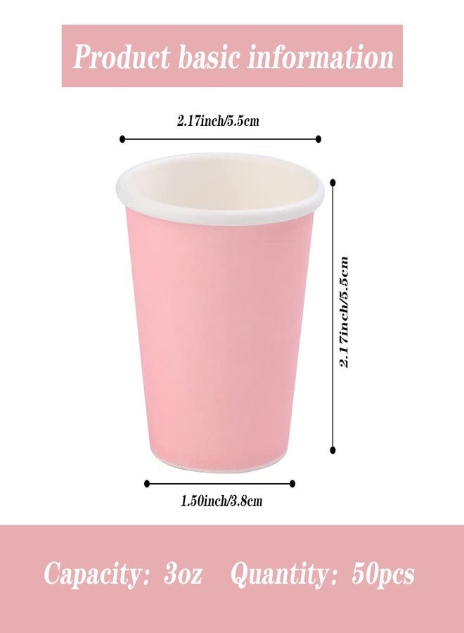 Hssugi 3oz Bathroom Paper Cups, 50 Count Disposable Mouthwash Cups, Pink Small Cups for Mouthwash, Espresso, Picnic, Travel, and Party - Image 2